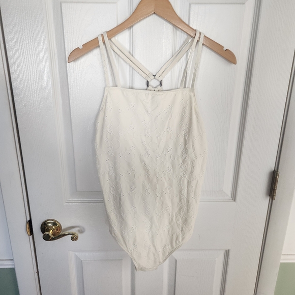 Cupshe Other - Cupshe NWT Size Large Cream Lace O Ring Strappy Back One Piece Swimsuit Summer